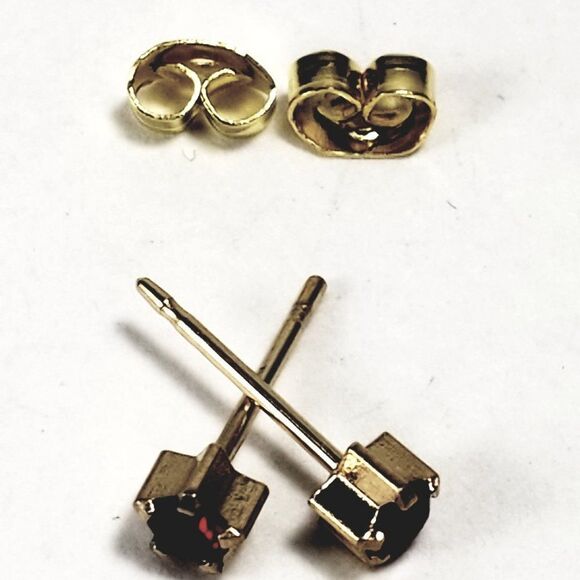 Swarovski Crystal Element - Gold Overlay Red Ruby Stone "Tiny" Stud Earrings - Picture 7 of 11